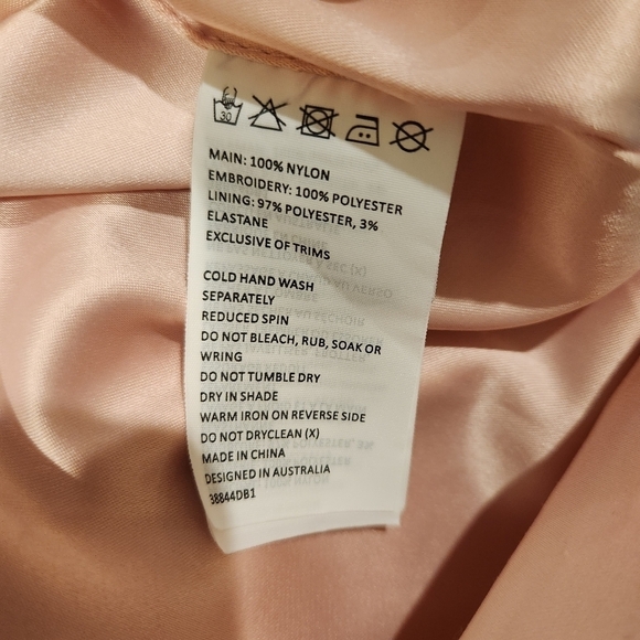 Bardot S 6 Gia Lace Pencil Midi Dress Spaghetti Strap Latte Pink Embroidered - Picture 12 of 12